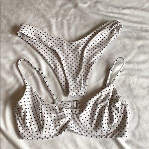 Pink Colada polka dot swim wear Navy and white